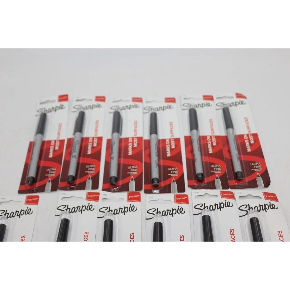 Lot of 12 Brand New Sharpie Permanent Ultra-Fine Point Markers, Black Packages